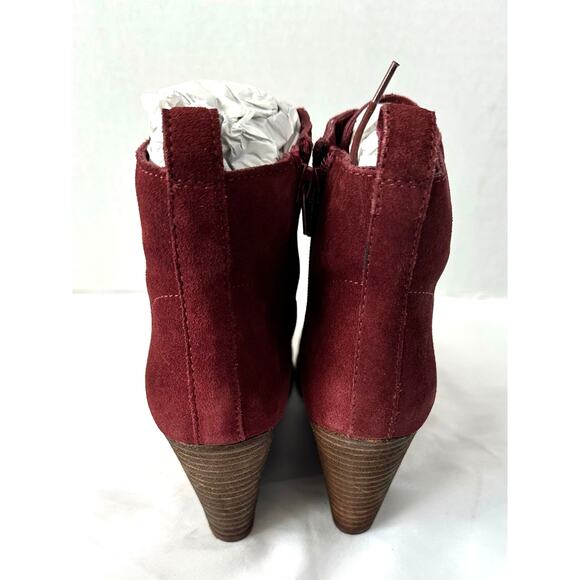 Diba Blake Suede Booties Burgundy Ankle Boot Lace Up Wedges Size 7.5 NWOB - Picture 3 of 5
